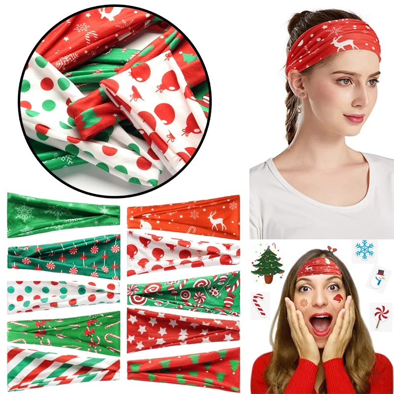 

Cycling Yoga Sport Knot Hairband For Women Sweat Turban Headwrap Cross Elk Unisex Elastic Hair Band Christmas Hair Accessories