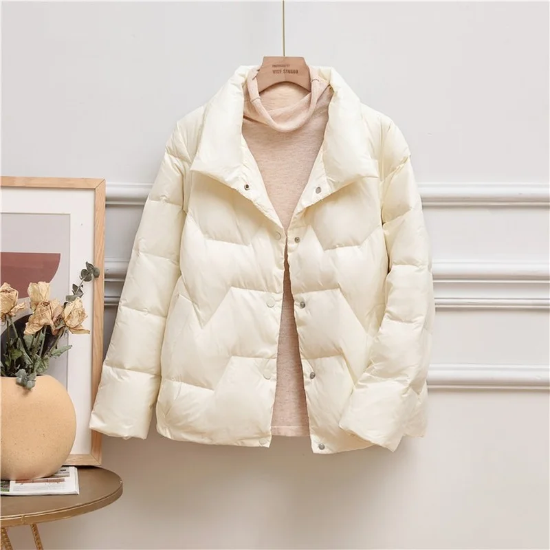 Women's Autumn Winter Jacket Light Down Jacket Warmth Parka Free Shipping Cropped Top White Duck Down Coat Wholesale Fashion New
