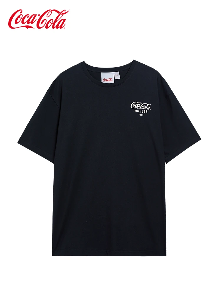 

Coca Cola official short sleeve men's summer new loose and versatile bottomed round neck trendy cotton T-shirt