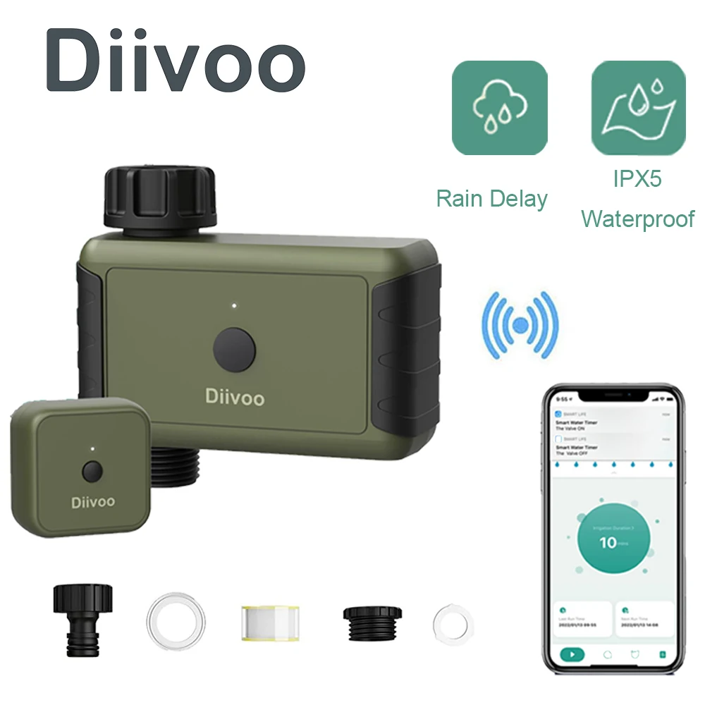 Diivoo WiFi Gateway Garden Watering Irrigation ControllerTiming Watering Automatic Smartphone Remote Timer