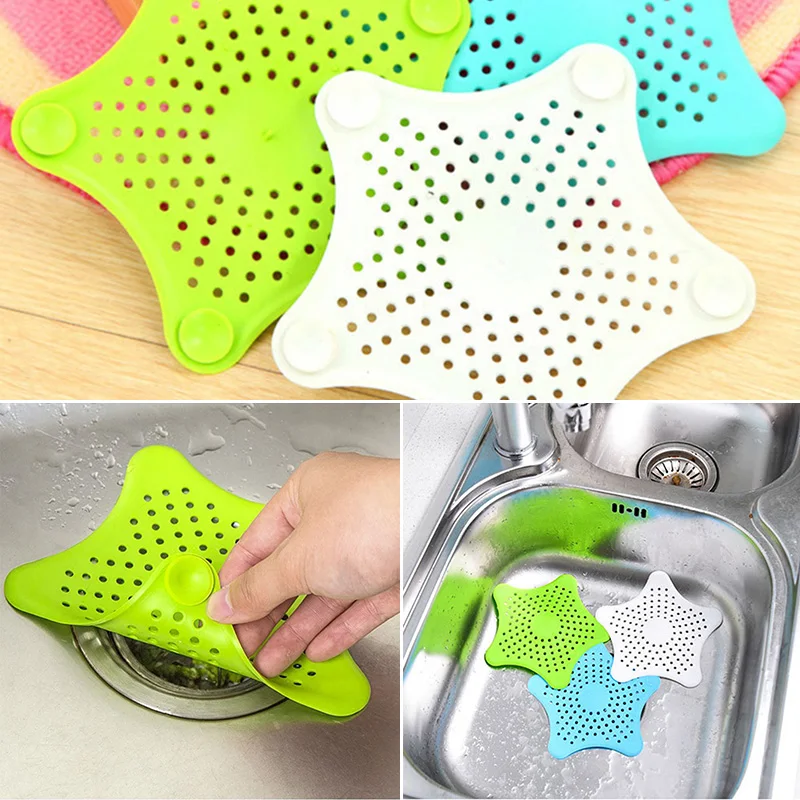 

Five-pointed Star Sink Filter Anti-clogging Drain PVC Filter Kitchen Bath Sewer Waste Strainer Filters Drain Catcher Cover Tools
