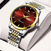 2022 new casual sport mens watches stainless steel band quartz wristwatch men clock with luminous pointers calendar week watch