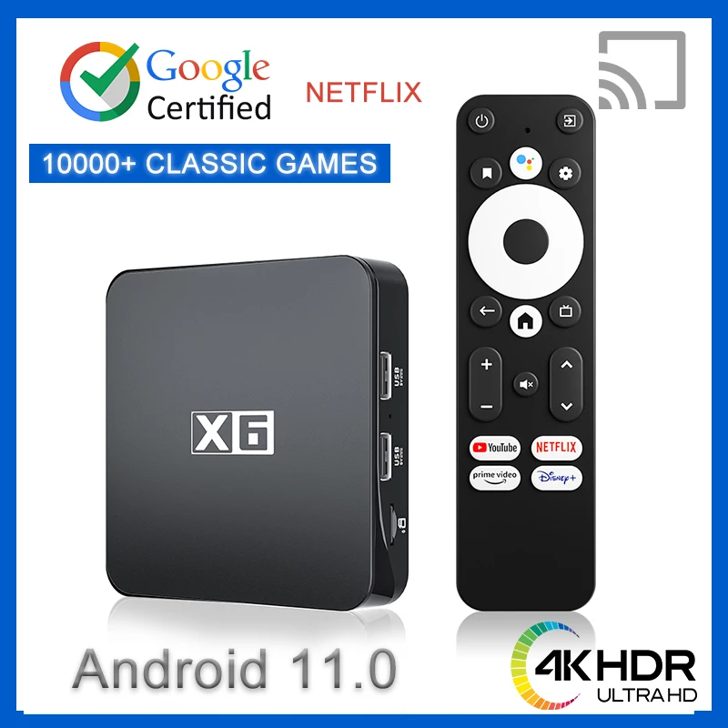 

Kinhank Super Console X6 Game console TV Smart Box 10000+ Retro Video Games For PSP/PS1/DC/SNES Netflix 4K HD Dolby Audio AV1