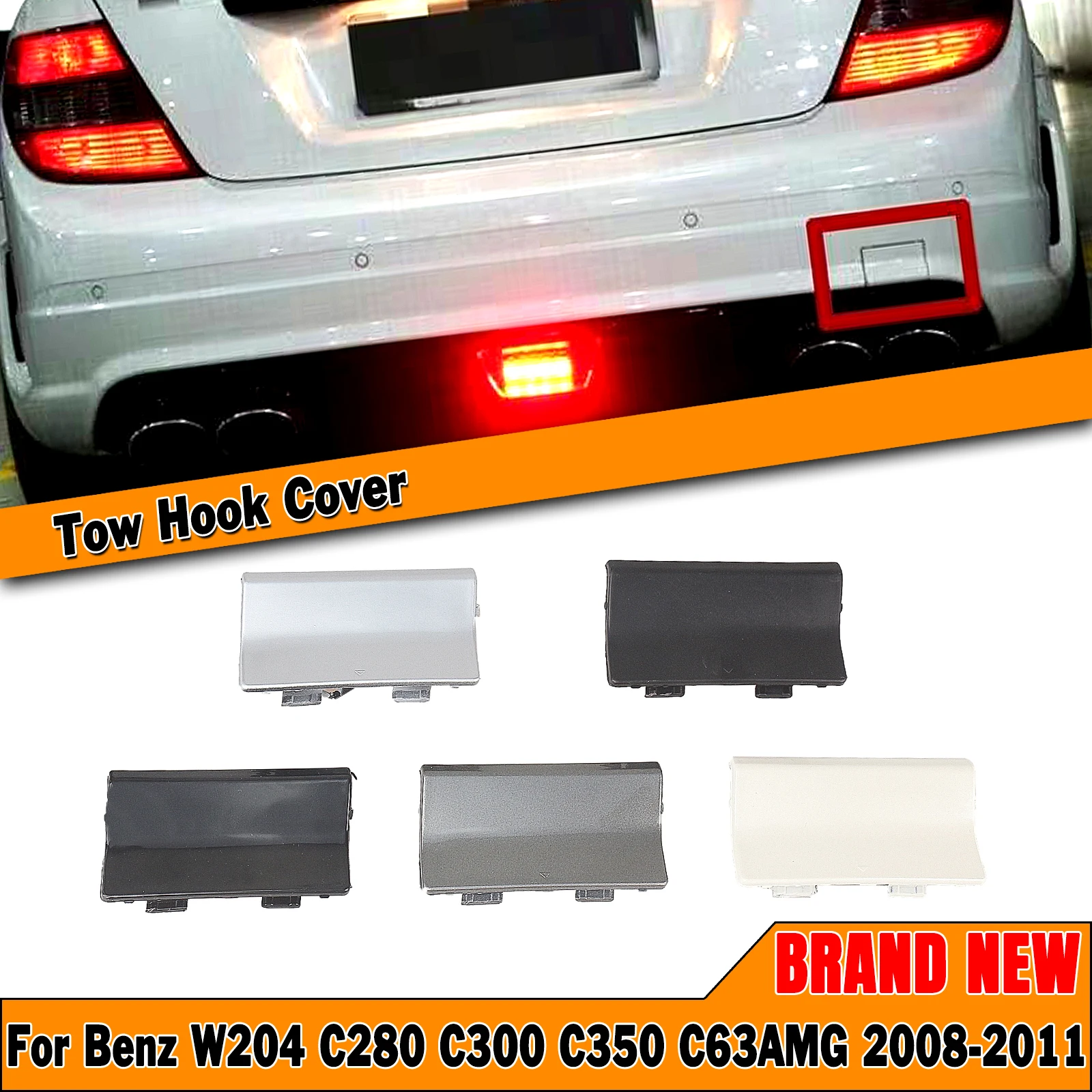 

Rear Bumper Tow Eye Hook Cover For Mercedes Benz W204 C280 C300 C350 C63AMG 2008-2011 Sport Car Boot Trailer Access Hole Piece