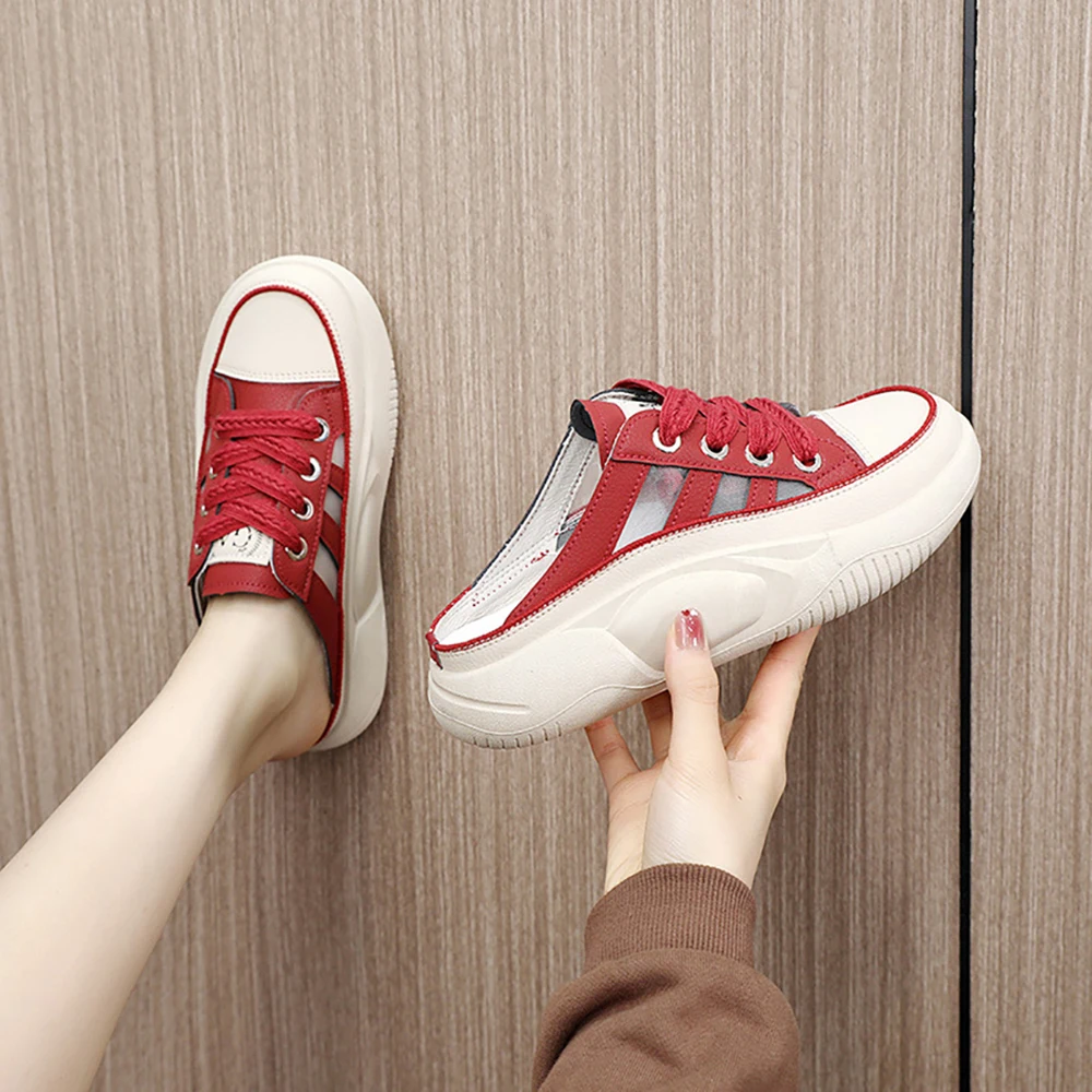 2023 Summer New Half To Small White Shoes Female Students Running Board Shoes Female Rocking Casual Slippers