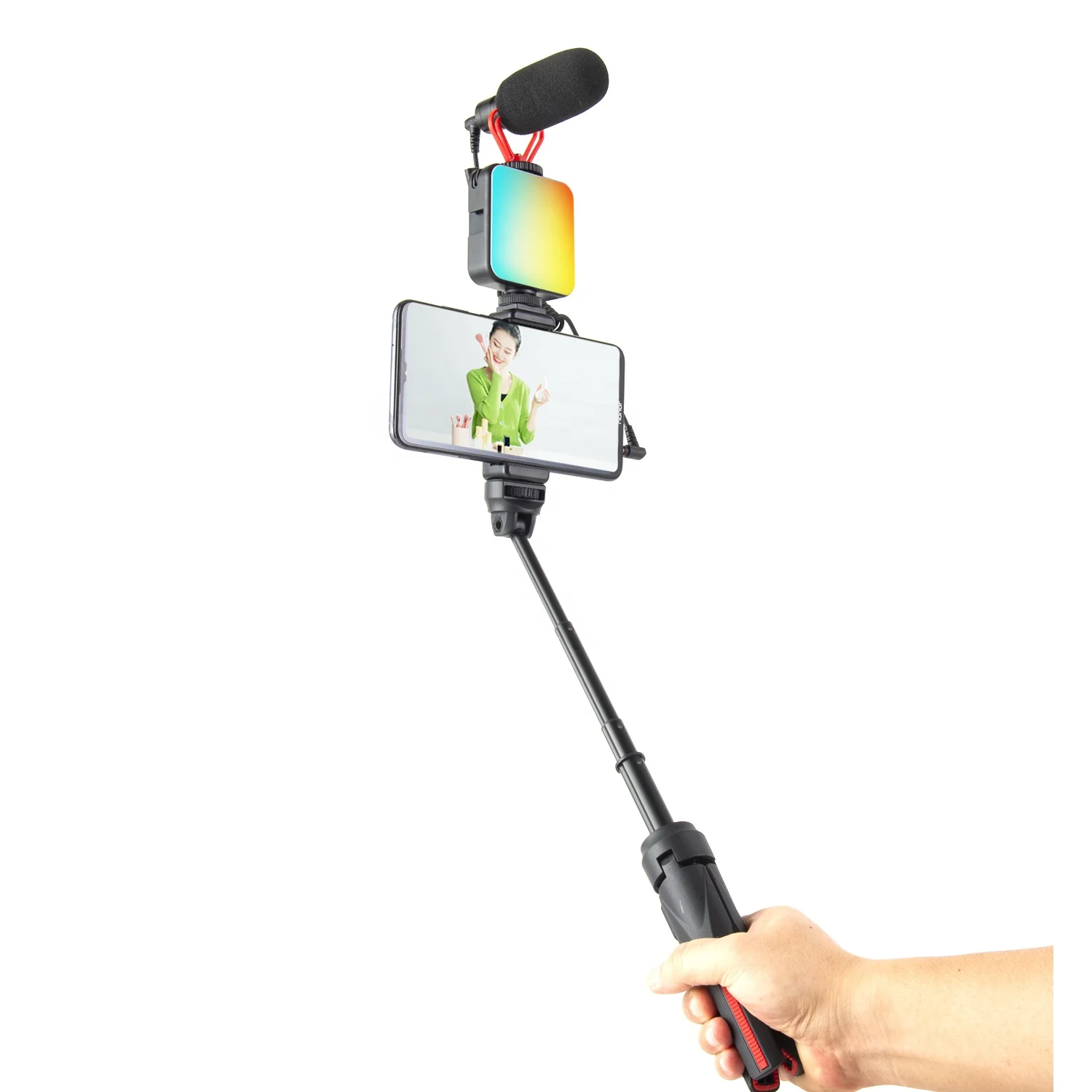 

2021 Colorful Mini RGB Pocket Light with Tripod Newer Tiktok Products Phone Lighting Led Selfie Light with Stand kit for Video