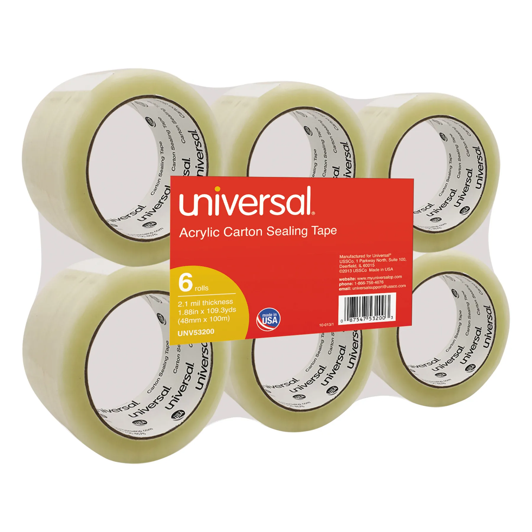 

-Purpose Acrylic Box Sealing Tape, 48mm x 100m, 3" Core, Clear, 6/Pack