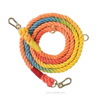wholesale woven rainbow running dog rope multifunctional dog hand holding rope double headed pet hand holding rope dog chain