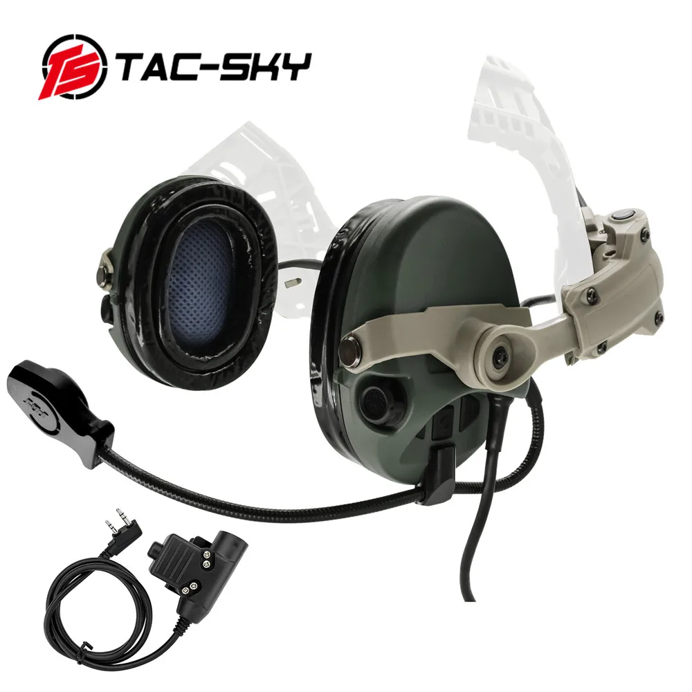 TS TAC-SKY Hunting Airsoft Headset Sordin Tactical Helmet ARC Rail Adapter Sordin Headset with Kenwood 2 pin Push to Talk U94PTT