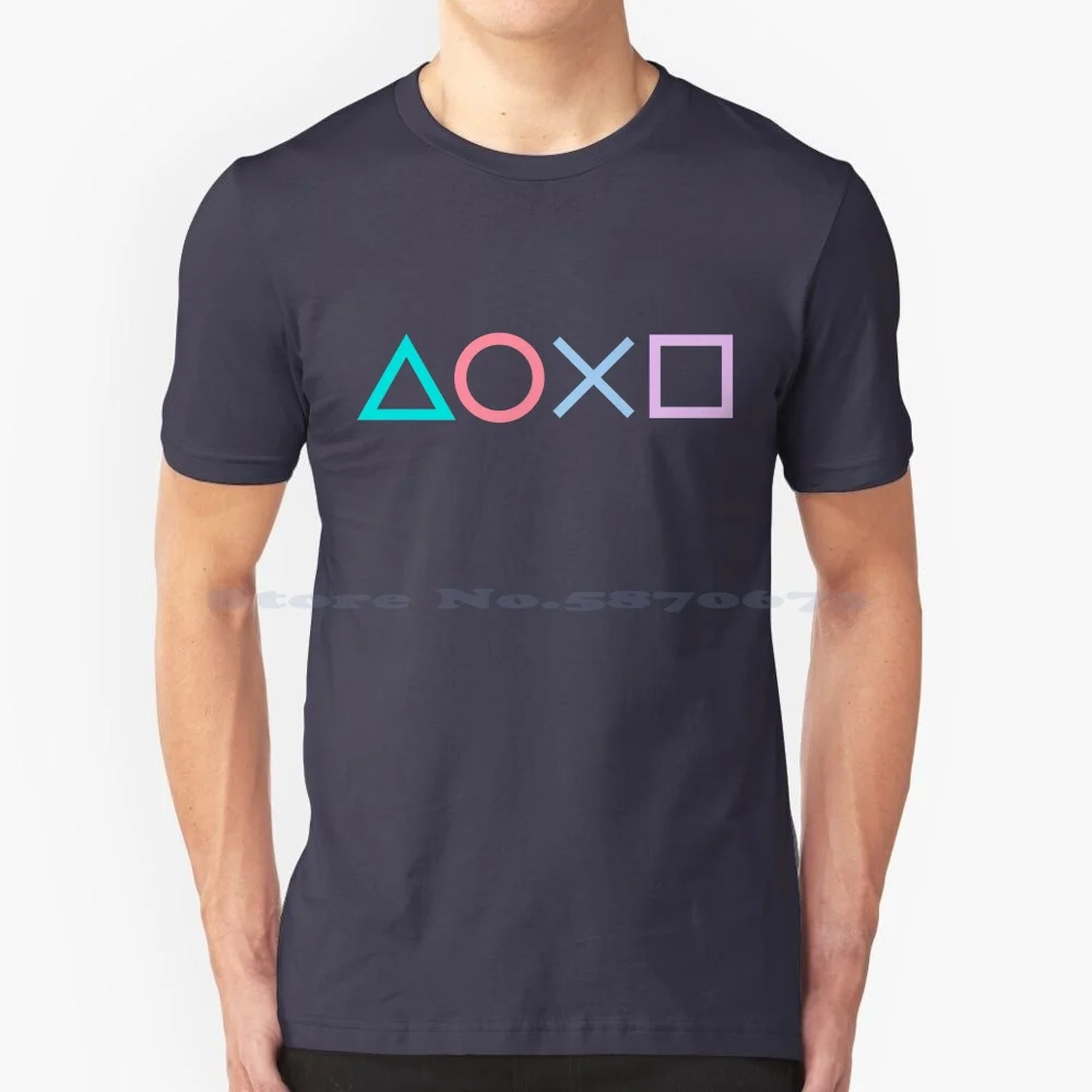 Футболка Ps Symbol 100% хлопок футболка Ps2 Ps3 Ps4 символы треугольник круг квадратный