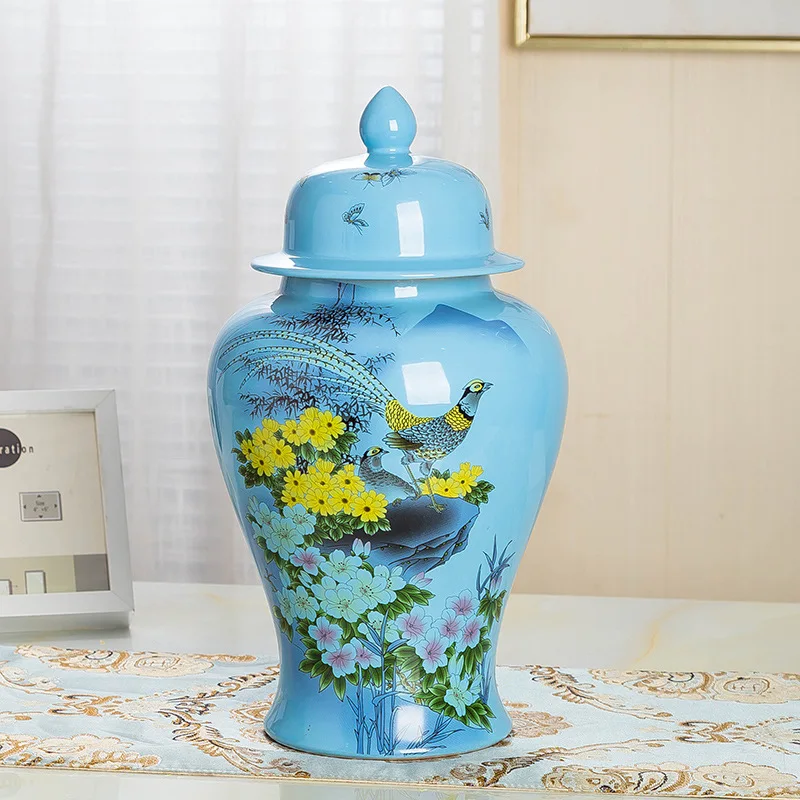 

Modern Luxury Floral Temple Ginger Jar Vase Blue Chinamingstyle 18 Inch Ceramic Temple Ginger Jar Vase Decorative Flower