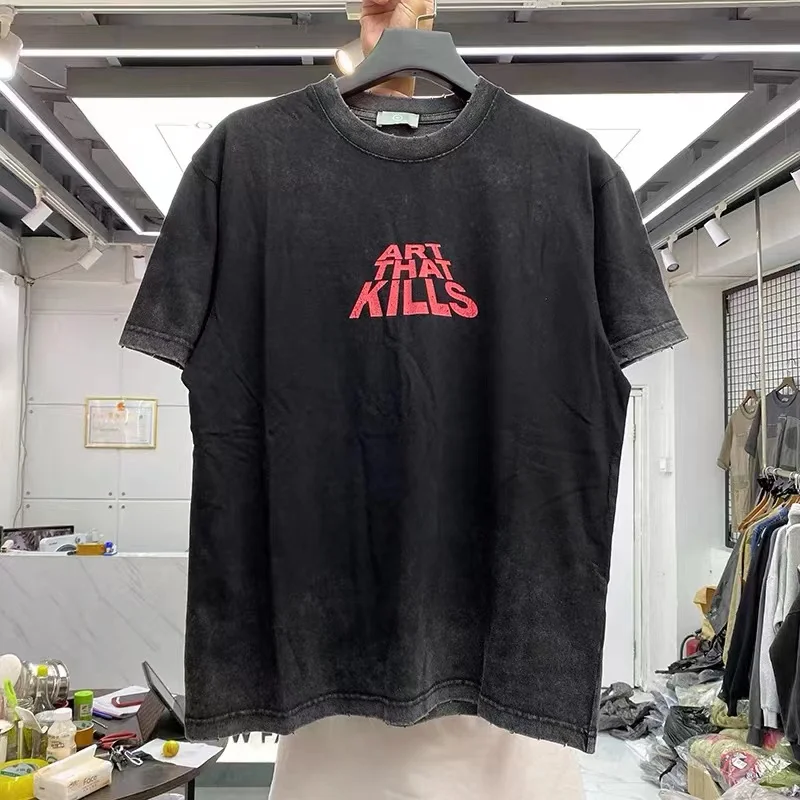 

Vintage, washed, monogrammed, loose-fitting, short-sleeved T-shirt