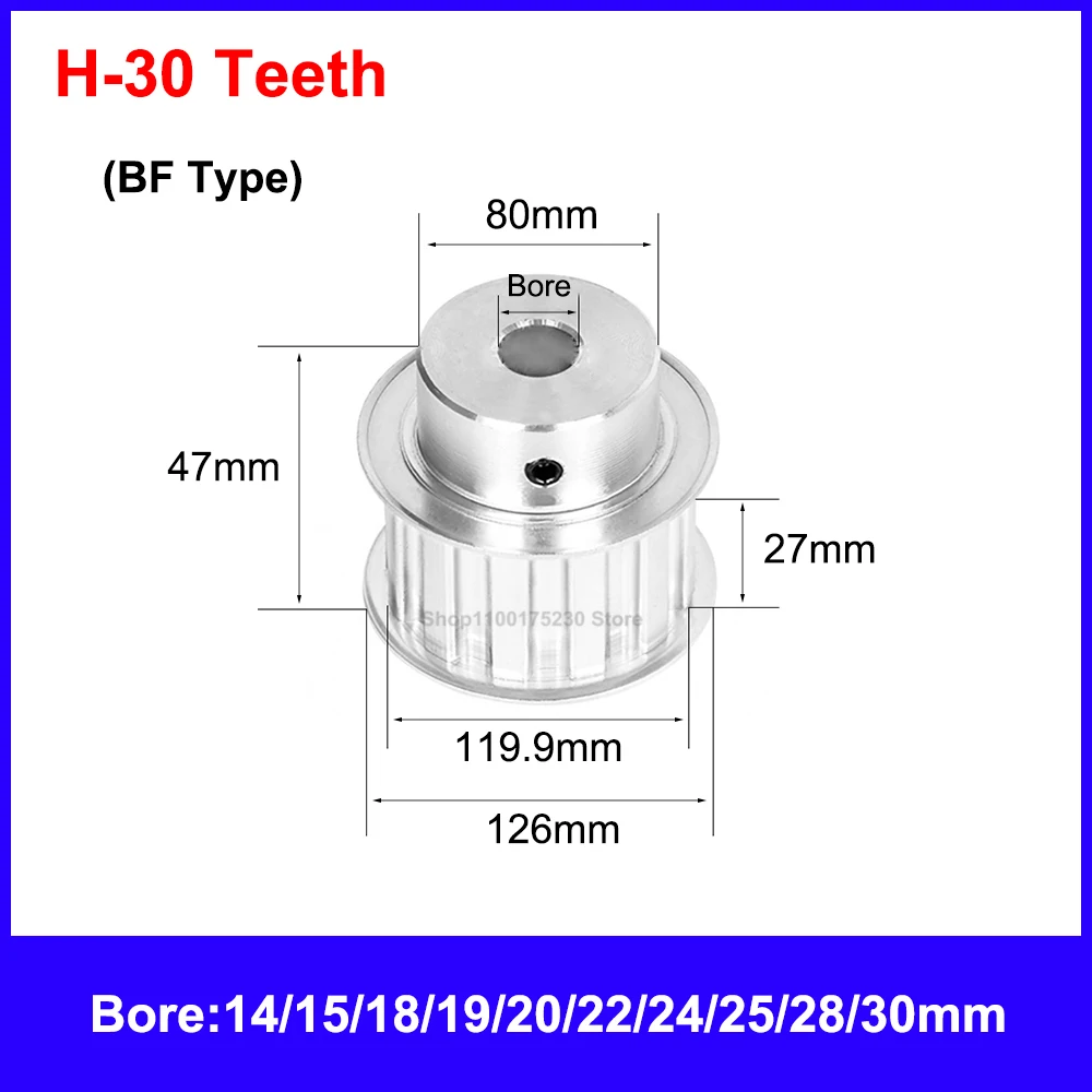 Зубчатый шкив типа H 22/24/25/26/28/30/32 зубьев Ширина 27 мм отверстие 14/15/18/19/20/22/24/25/28 1 шт./30