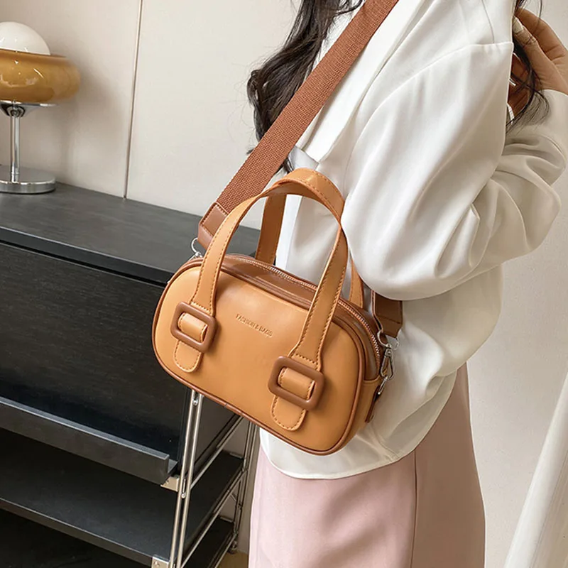 Leather Textured Contrast Handbags Cute Sweet Pinkycolor Shoulder Crossbody Bag Women's Fashion Portable Small Square Satchel