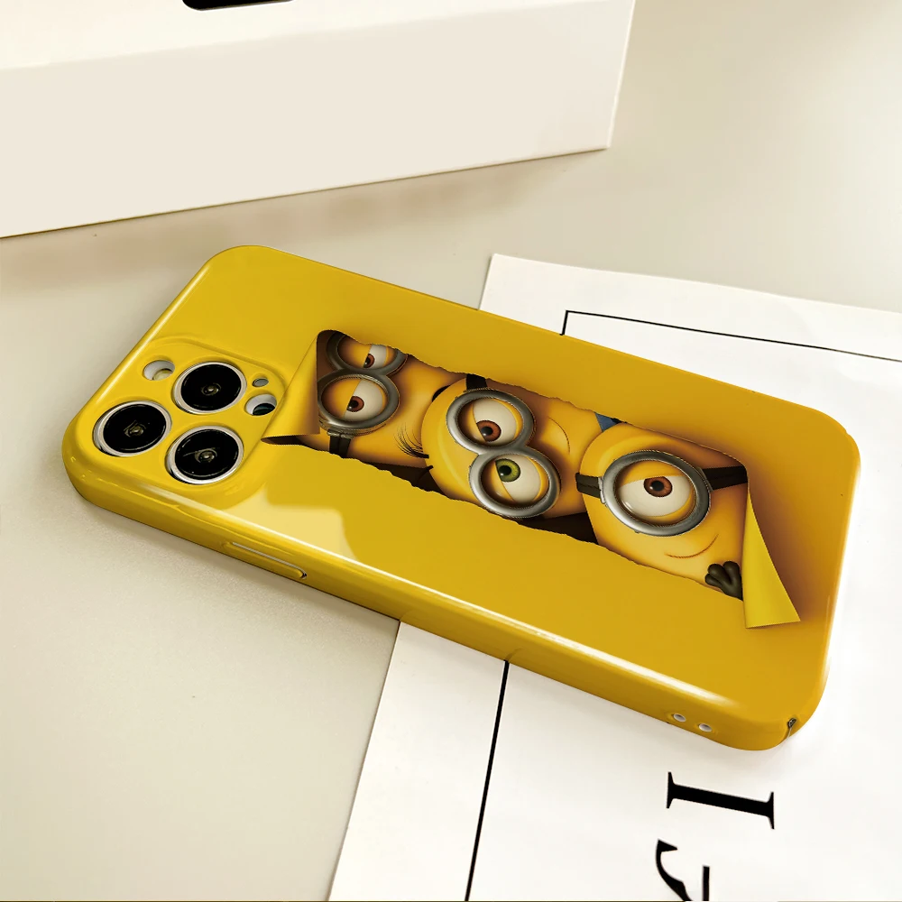 Фото Милый забавный чехол для телефона M-Minions с рисунком из мультфильма для Samsung S 24 25 23 22 Ultra Plus A 04E 5G HD Hard Cover Film Shell №5