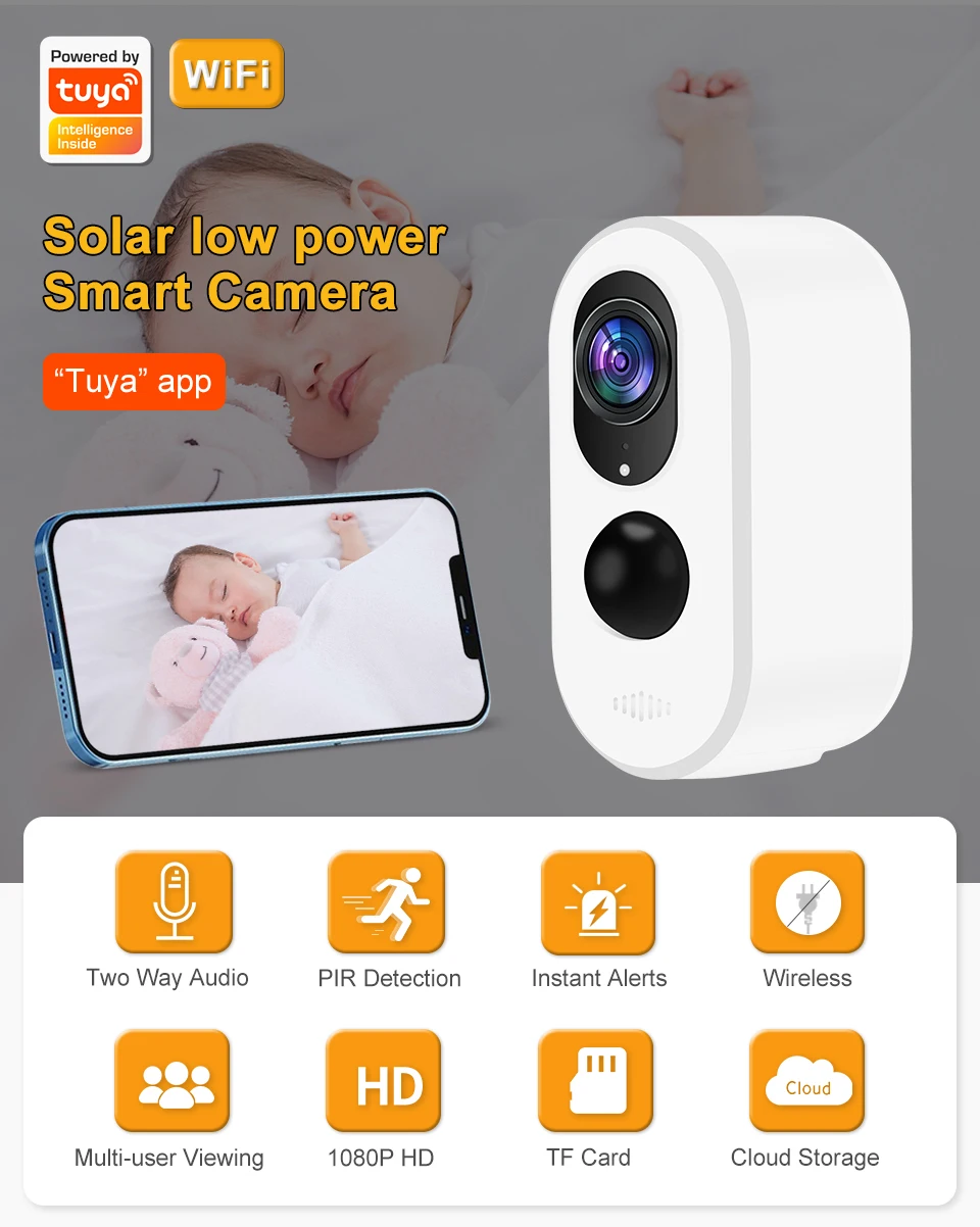 3MP 1296P 120Degree Bluetooth Tuya App Low Comsunption Battery Power IP Camera IR Night Vision Home Security CCTV Baby Monitor