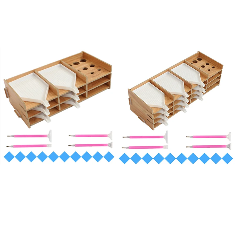 

Multi-Layer Wooden Rack 5D DIY Diamond Painting Tool Storage Tray Drilling Pen Diamond Embroidery Accessory