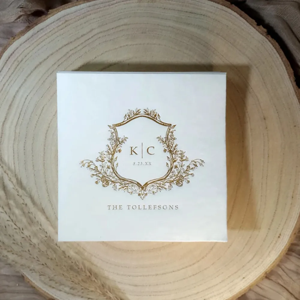 50 шт. винтажные свадебные салфетки Crest | Персонализированные Коктейльные