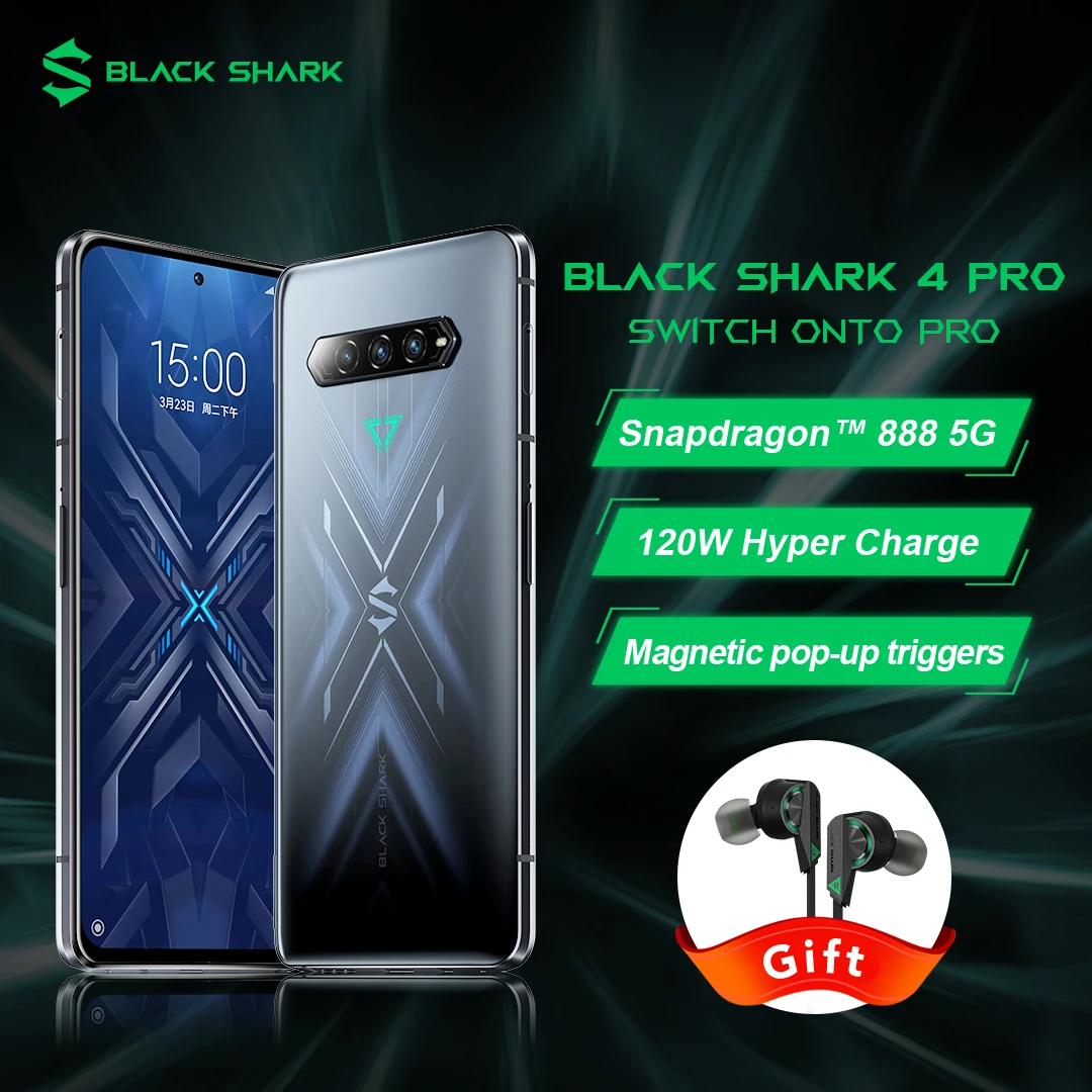 

Black Shark 4 Pro Orignal Global Version 5G Gaming Phone Celular 120W Charging Snapdragon 888 Magnetic Pop-Up Triggers 144Hz NFC