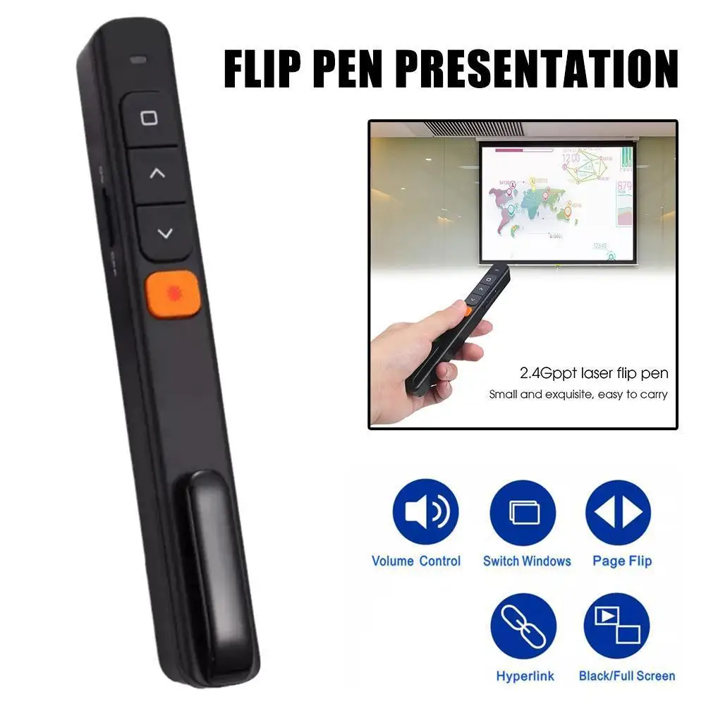 

Presentation Clicker Wireless Presenter Pointer N35 RF 2.4GHz PPT Slide Advancer USB Remote Control Flip Pen for Powerpoint