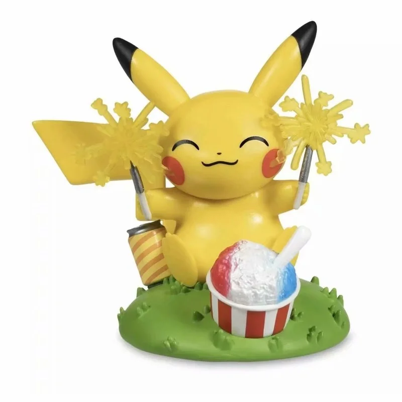 

Pokemon Cartoon Children's Cartoon Characters Toys Around Happy Day Kawaii Pikachu Model Hand-made Decoration Gift