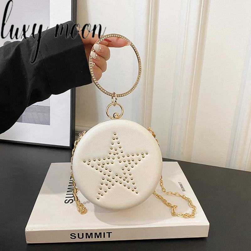 

Luxy Moon Round Evening Clutch Purses Fashion Chain Bags Banquet Wedding Party Women Shiny Handbags Z645