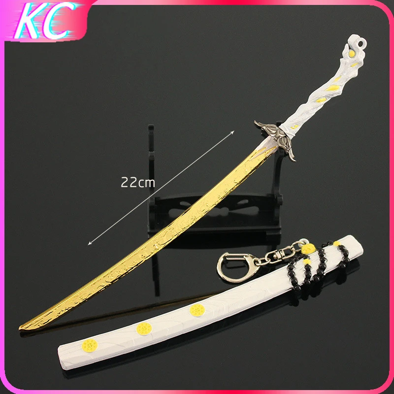 

22cm Naraka: Bladepoint Rosary Sword Alloy Sword Katana Game Weapon Model Key Chain Props Collection Ornament Children Toy Gift