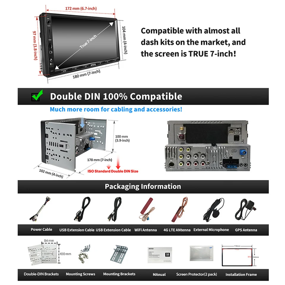 ATOTO S8UL двойной 2 Din Android автомобильный радиоприемник 7 дюймов 4 ГБ 64 GPS-навигация 4G