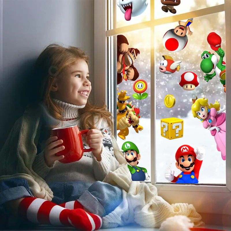 9 шт. наклейки на стену в стиле Super Mario Bros аниме