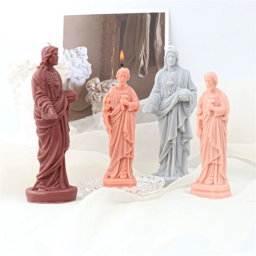

3D Jesus Silicone Mold Chocolate Gypsum Epoxy Resin Virgin Mary Candle Soap Cake Mold Kitchen Bake Christianity Handmade Crafts