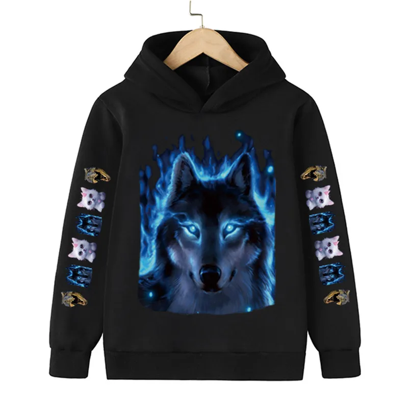 

Новинка Осень-зима 2021, аниме Детская толстовка с изображением животных, пуловер с принтом, Молодежный модный топ в стиле хип-хоп для детей