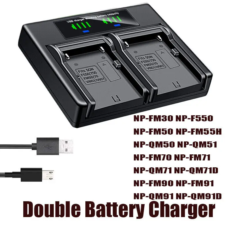 

Dual Battery Charger For SONY HDR-UX1 MVC-CD200 CD250 CD300 CD350 CD400 CD500
