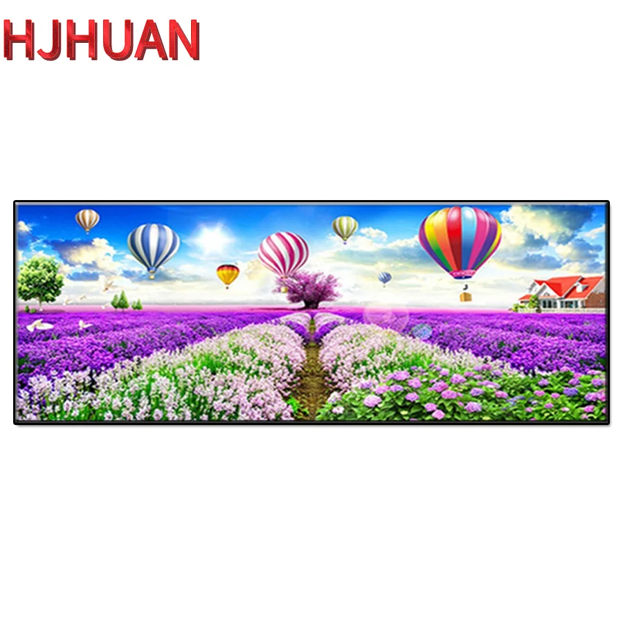 Алмазная живопись воздушный шар лавандовое поле полный раунд квадратная дрель