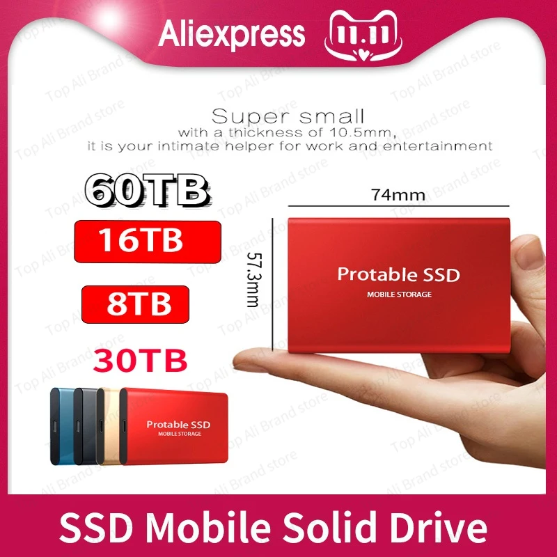 

Mini Ssd 60Tb 30Tb 16Tb 8TB Externe Harde Schijf Voor Desktop Laptop Computer