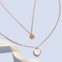 trendy double layer disc love pendant necklace golden necklace female banquet accessory gift collares de moda 2021 collares