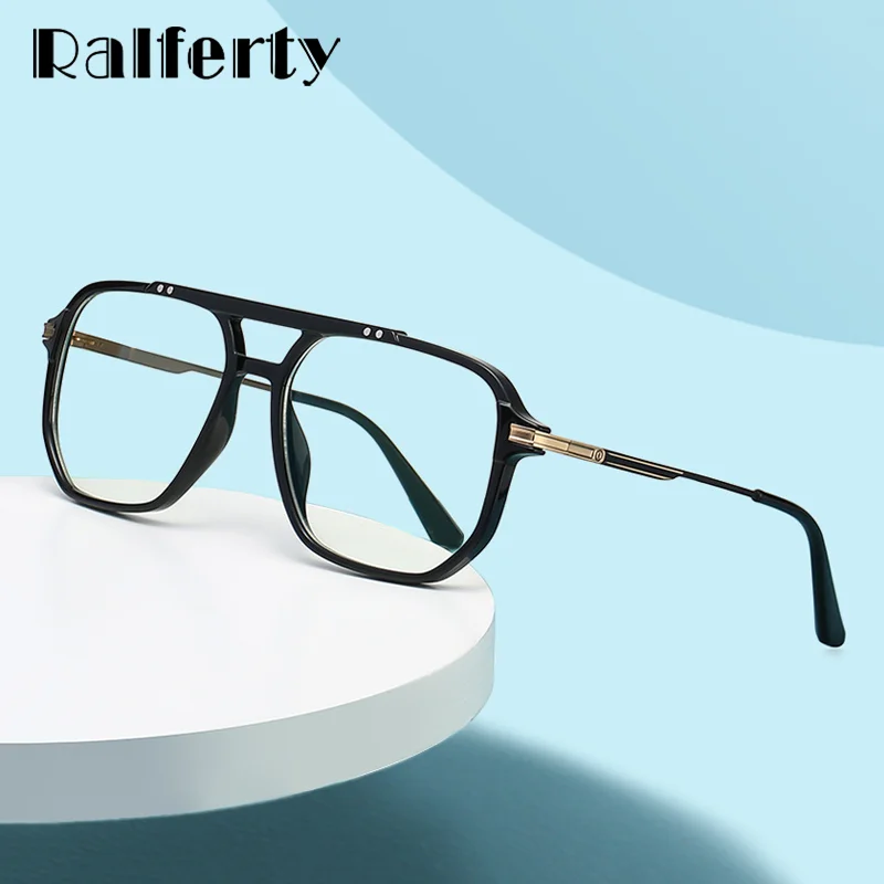 

Ralferty Fashion Computer Glasses Men Women Blue Light Protection Eyeglasses without Graduation Double Bridge Optic Spectacles