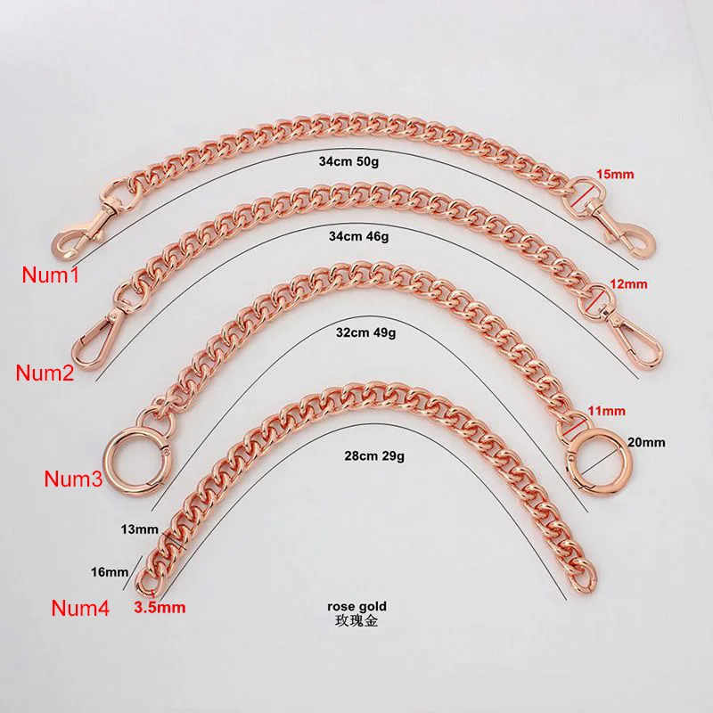 6 Styles Long Convenient Metal Purse Chain Strap Handle Handle Replacement for Handbag Shoulder Bag Rose Gold Chain Accessories