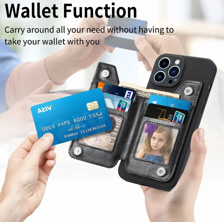 Leather Case For Apple Magnetic Suction Protective Mobile Phone Case Card Holder Wallet Split For iPhone 13 12 11