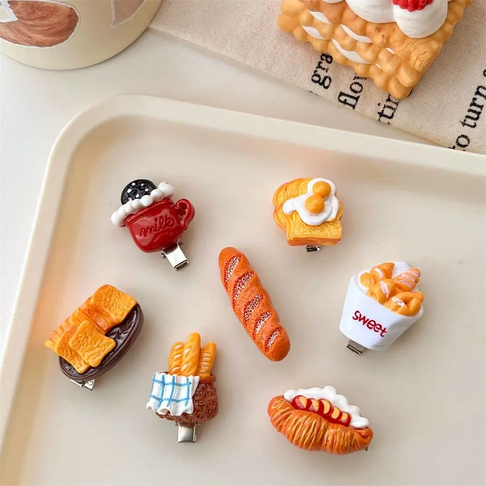 

Funny Simulated Bread Food Duckbill Clip Creative Toast Bangs Clip Hair Clip Cute Hair Accessories for Girls