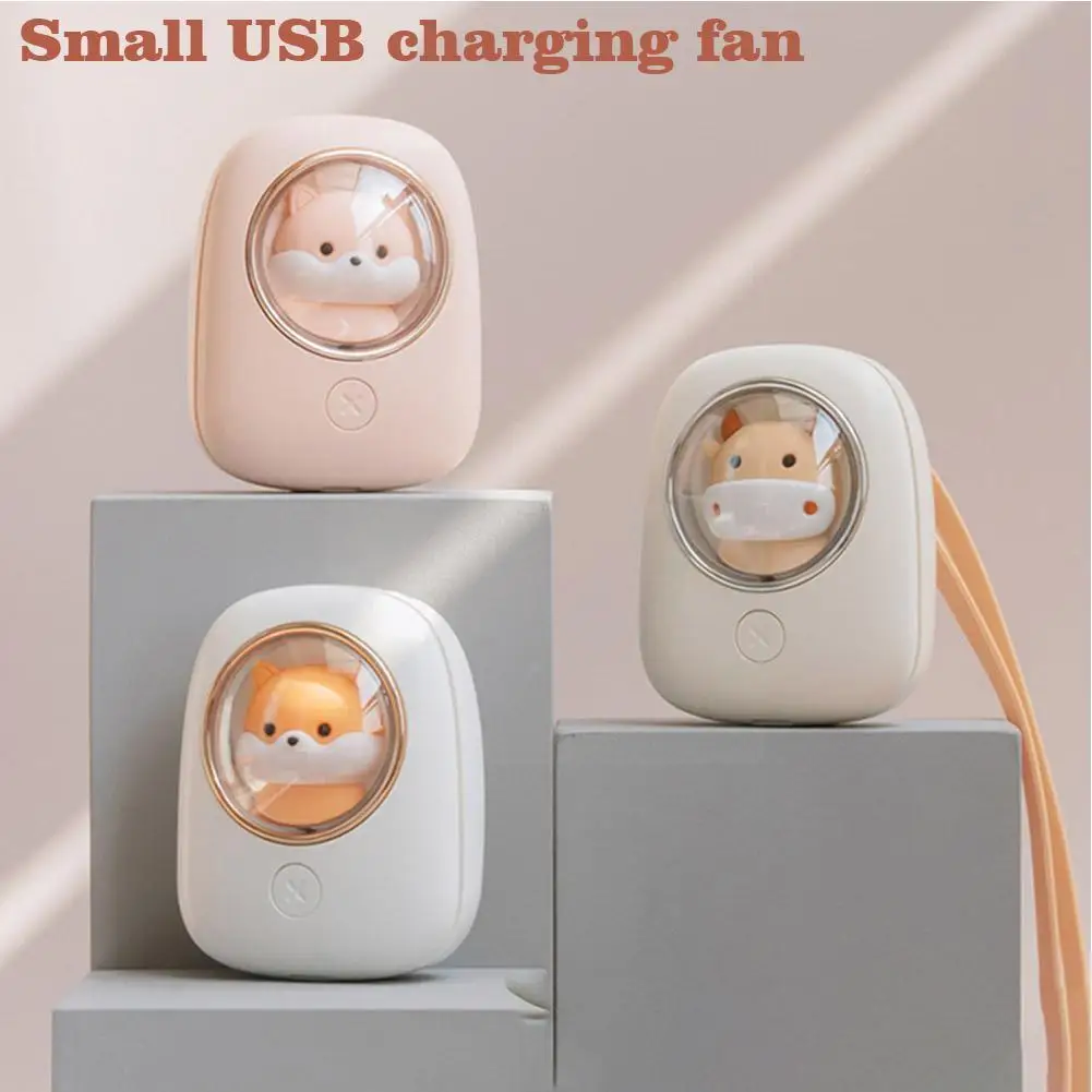 

Милый подвесной шейный вентилятор в виде капсулы для детей, детский портативный вентилятор с подсветкой, Подарочный перезаряжаемый беззву...