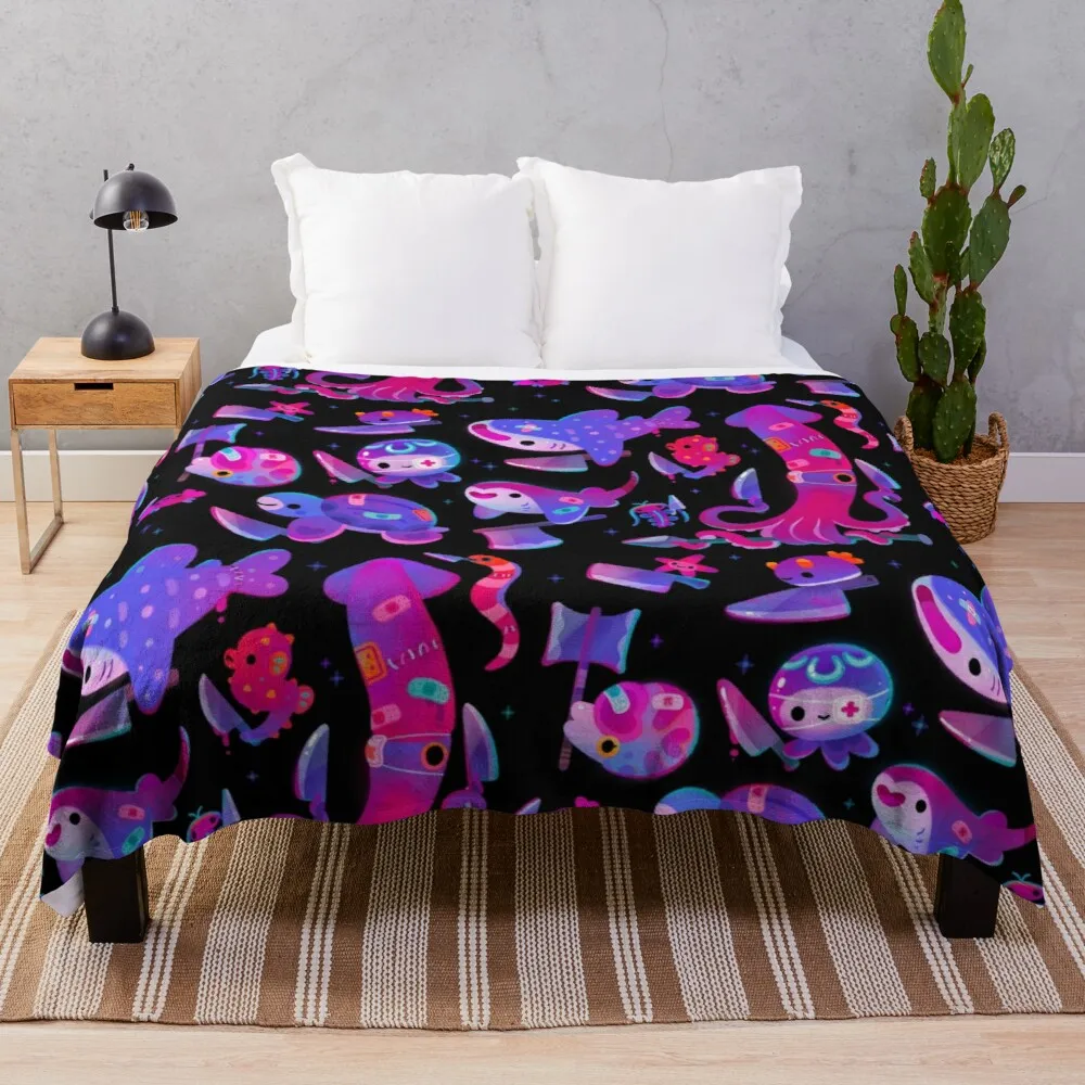 

Stabby marine life Throw Blanket Large knit plaid synthetic skin blanket crochet blankets