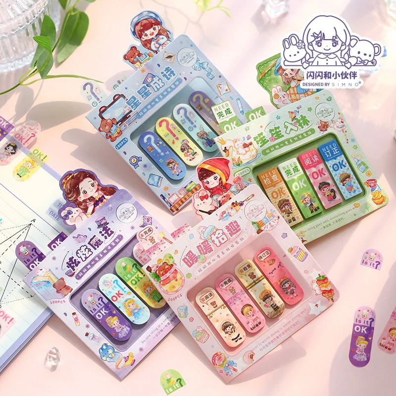 

100 Pcs Cartoon Stickers Note School Supplies Notebook Decoration Cute Stationery Girl'S Diary Products