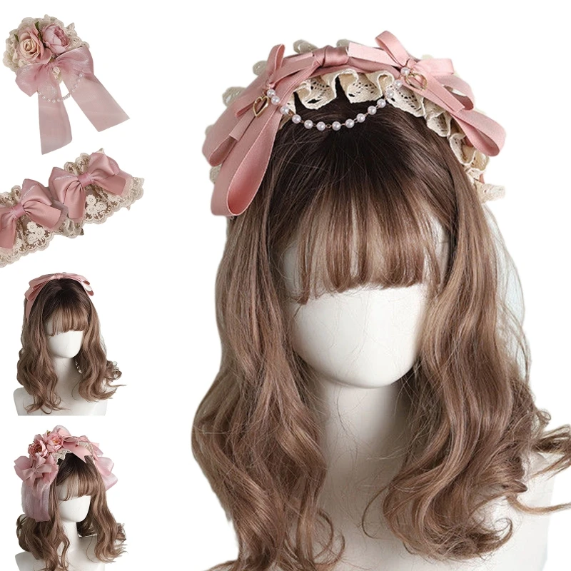 

Милые аксессуары для волос 634C, Женская повязка на голову для фотосессии, Элегантные Заколки для волос в форме банта, брошь, браслет в стиле "Л...