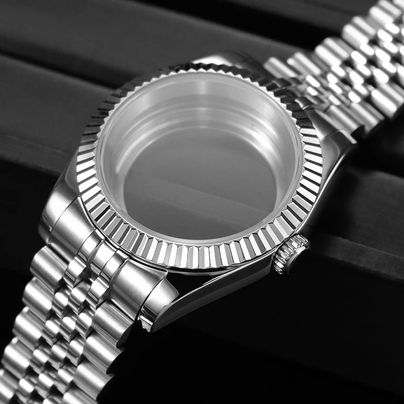 For Rolex 41mm dial dog tooth bezel NH35 movement ring stainless steel case Watch Case 35.8m 39mm Stainless Steel Outer rin