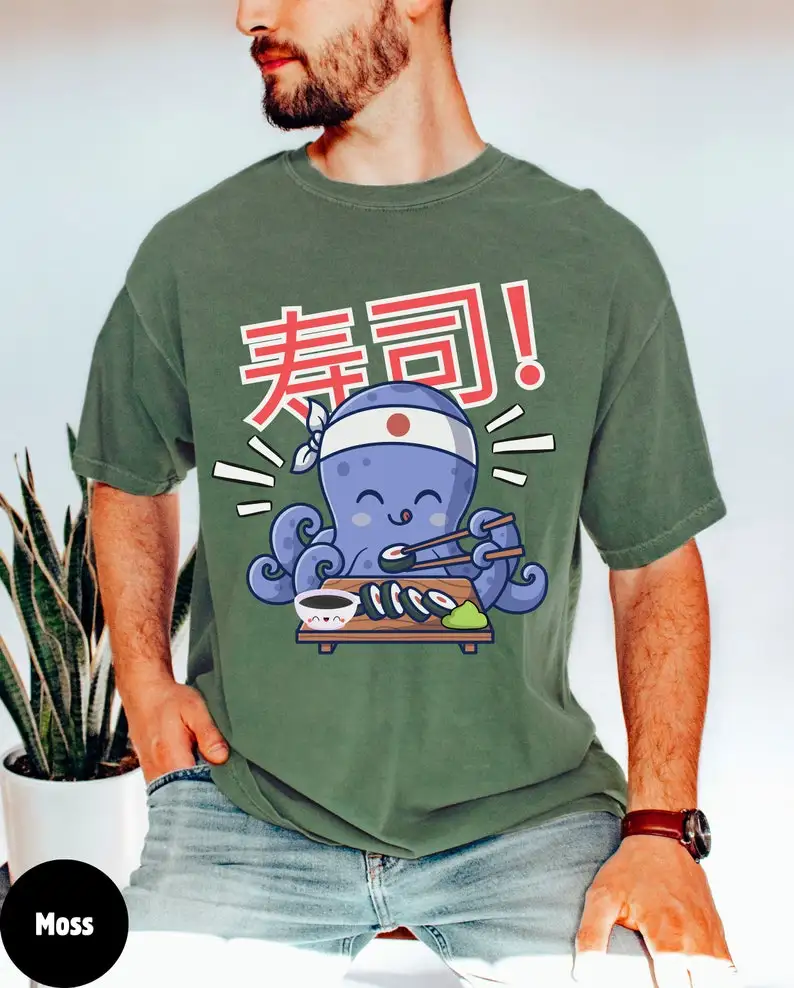 Рубашка для суши осьминог Японская уличная одежда кавайная рубашка японская