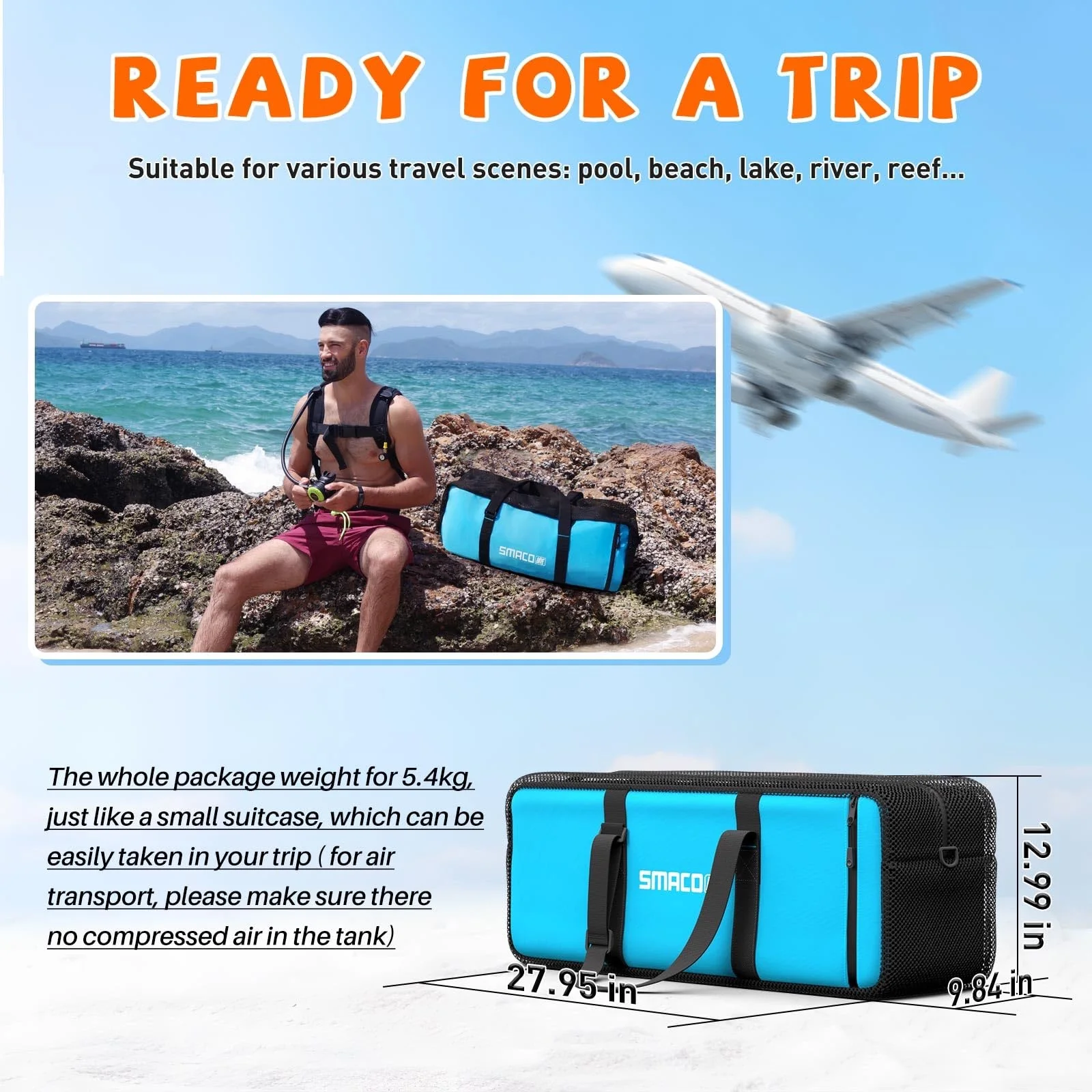 Фото Баллон для дайвинга SMACO S700PLUS, 2 л. Используется для снорклинга, подводных исследований и в качестве запасного источника воздуха. №4