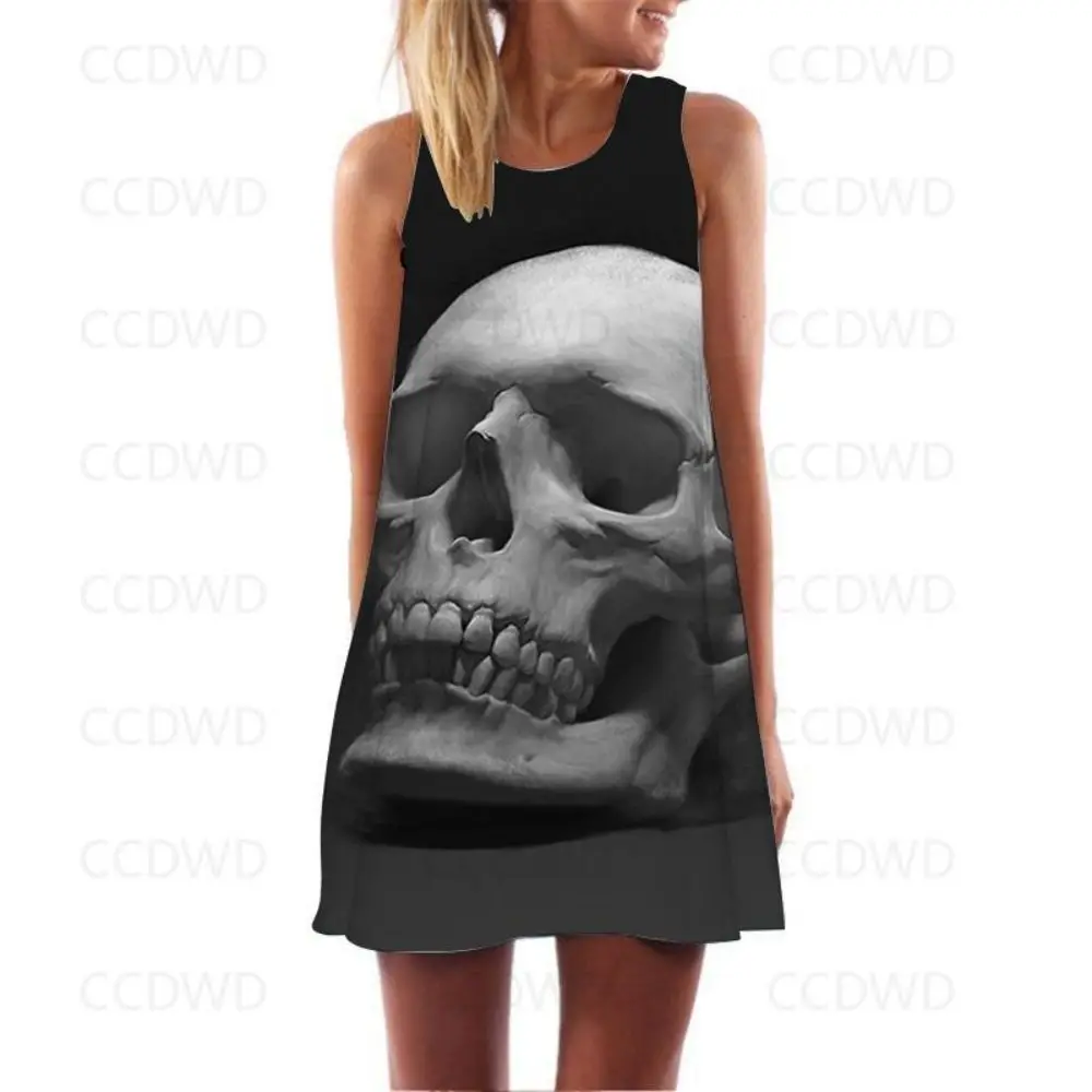 

Women's Summer Sundresses Skull Flower Sexy Dress Slip Dresses Woman 2022 Print Y2k Sleeveless Free Shipping Gothic Chic Elegant
