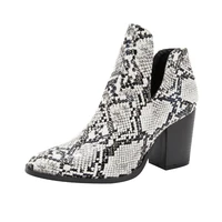 size 43 snake skin high heel leather boots for women pointed toe boots heel pumps women sexy shoes high heel ankle boots autumn