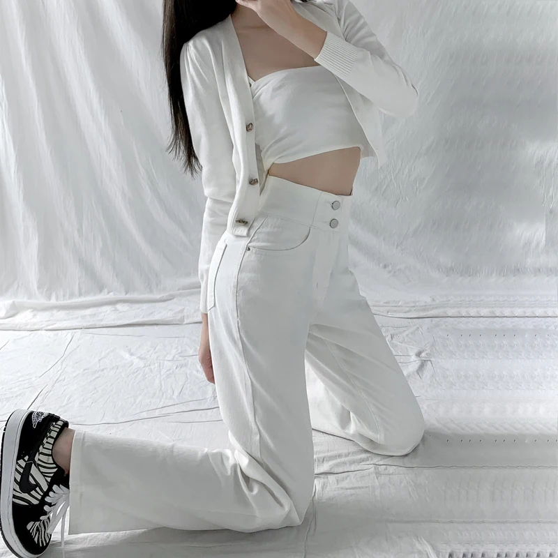 Женские джинсы с прямыми штанинами ZOENOVA синие повседневные мешковатые высокой