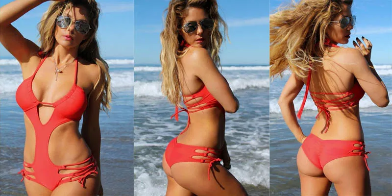 Сексуальный купальник-трикини с цветочным принтом цельный купальный костюм